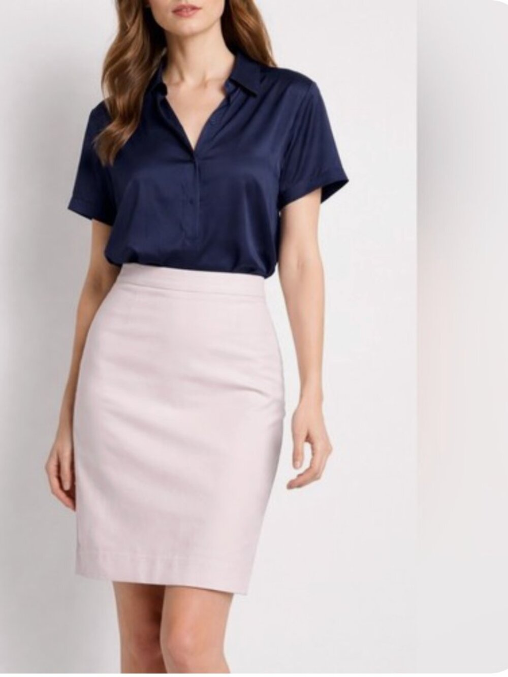 NWT Liz Claiborne Double Cotton Pencil Skirt - Pale Pink - Size 4